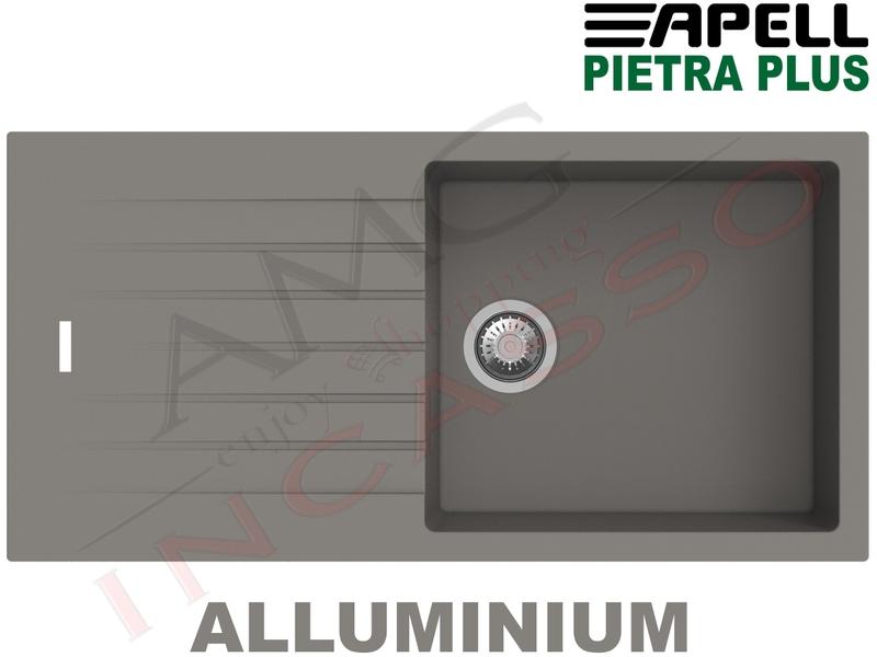 Lavello Apell Pietra Plus PTPL1001AL 100X50 1 Vasca + Gocc. Granito Alluminio Fragranitoe Alluminium