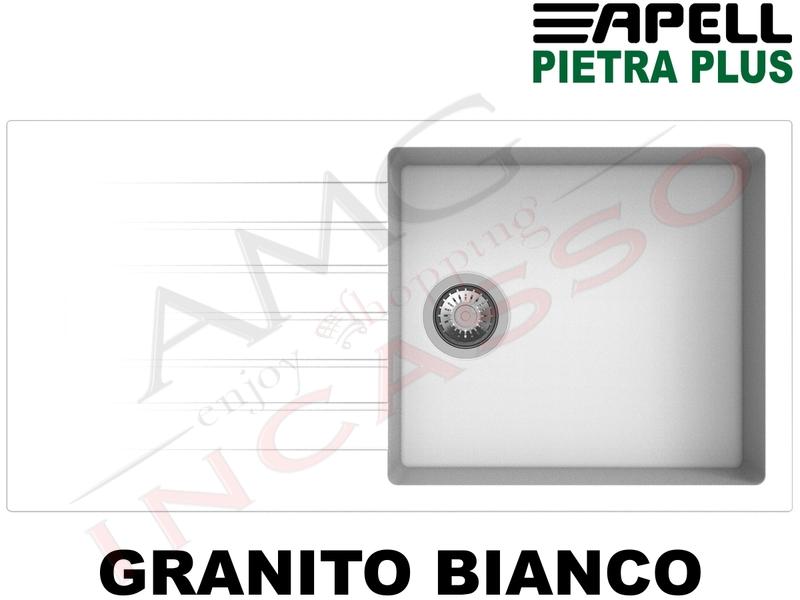 Lavello Apell Pietra Plus PTPL1001GW 100X50 1 Vasca + Gocc. Granito Bianco