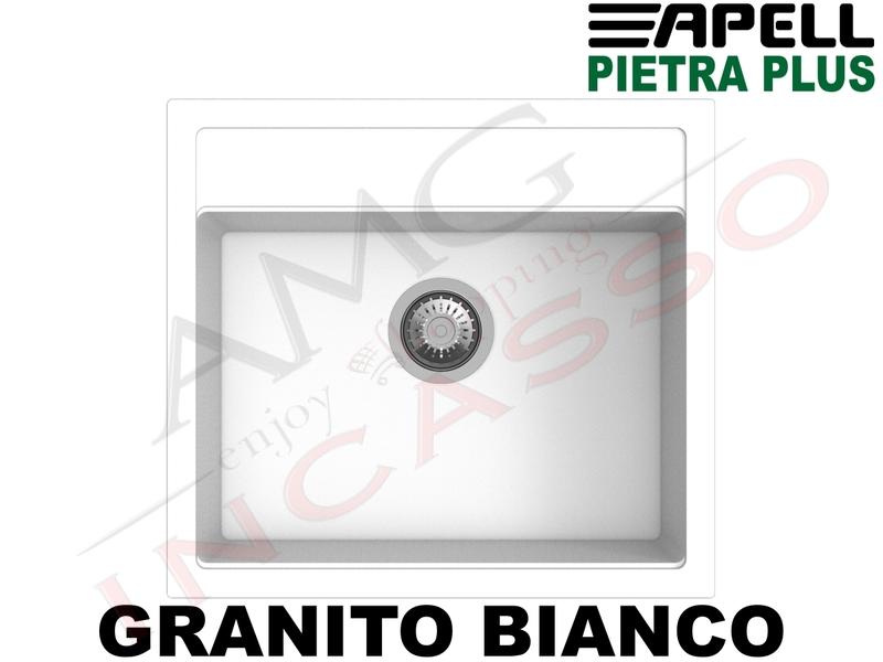 Lavello Apell Pietra Plus PTPL560GW 56X51 1 Vasca Granito Bianco
