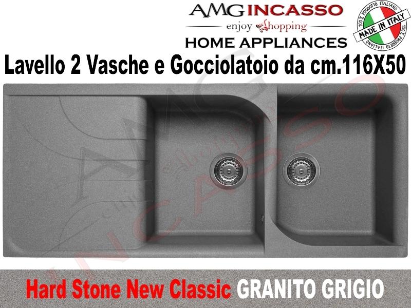 Lavelli Cucina In Fragranite.Lavello Cucina Classic New 2 Vasche Cm 116x50 Fragranite Grigio Amg Incasso Elettrodomestici Da Incasso