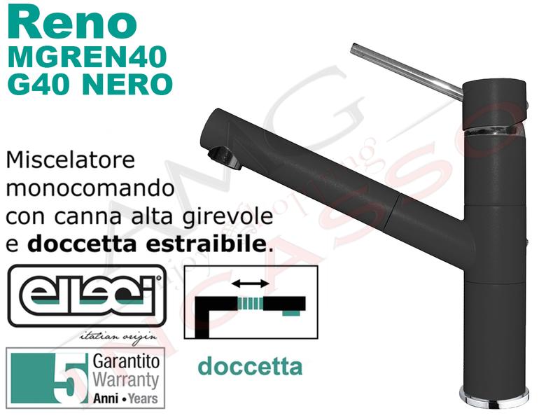 Rubinetto Cucina Nero Doccetta Estraibile.Rubinetto Miscelatore Cucina Reno Doccetta Estraibile Granitek Nero Amg Incasso Elettrodomestici Da Incasso