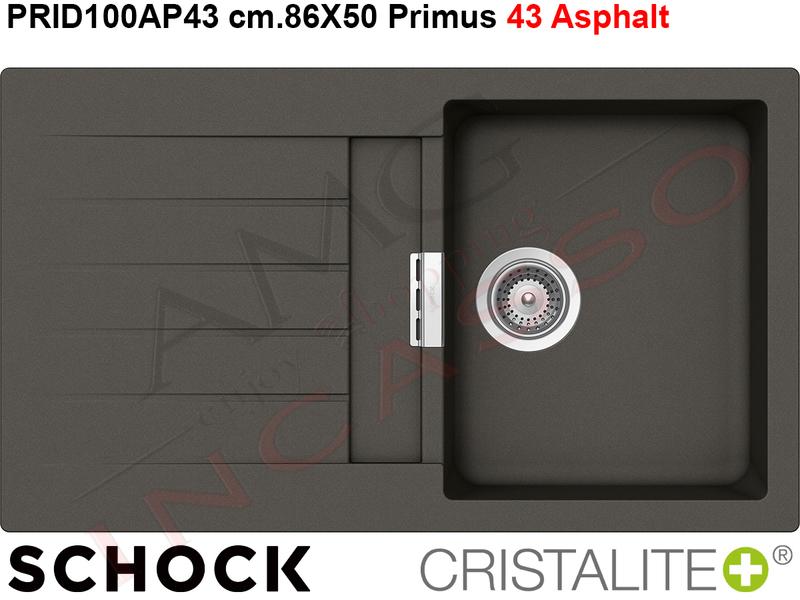 Lavello Cucina Primus 1 Vasca cm.86X50 Cristalite® 43 Asphalt