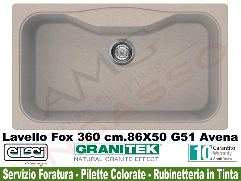 Lavello Cucina 1 Vasca.Lavello Cucina Fox 360 1 Vasca Cm 86x50 Granitek G51 Avena Amg Incasso Elettrodomestici Da Incasso