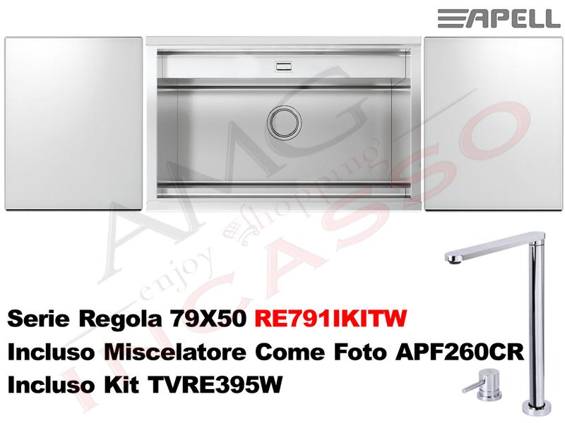 Lavello Regola RE791IKITS Filotop 79X50 Acciaio Vetro Bianco + Miscelatore