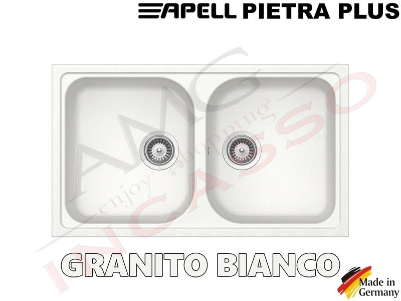 Tipi Di Lavello Cucina.Lavello Cucina Pietra Plus 2 Vasche Cm 86x50 Fragranite Bianco Amg Incasso Elettrodomestici Da Incasso