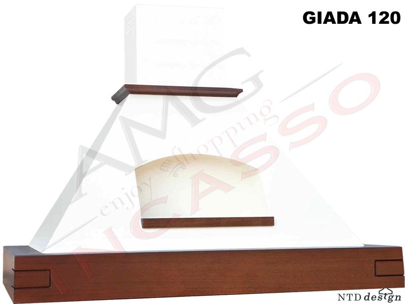 Cappa Angolo Giada 103X103 Con Trave Legno Massello Tiglio Verniciato