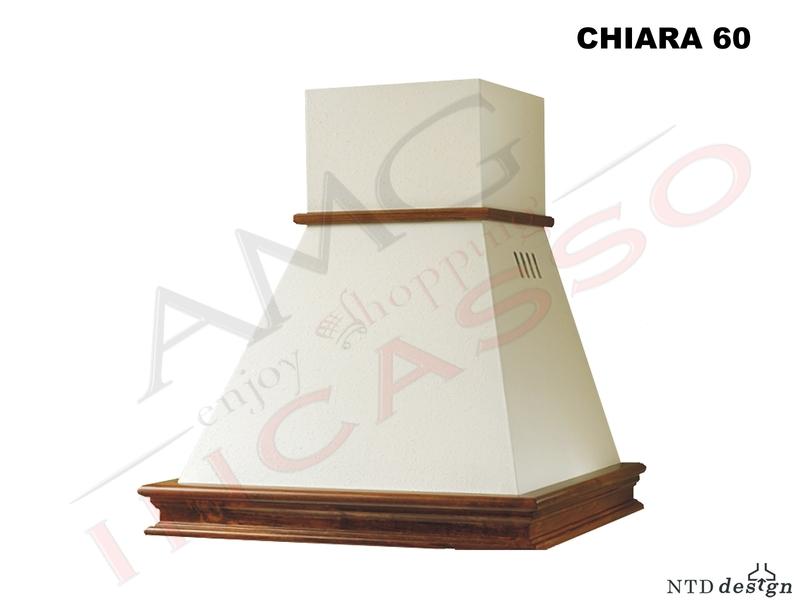 Cappa Parete Rustica 60 Con Trave Legno Massello Frassino Grezzo