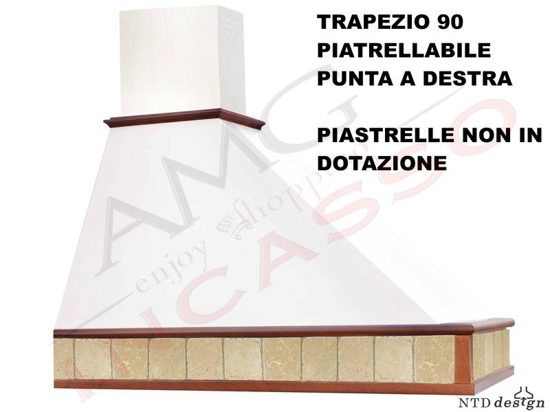 Cappa Parete Piastrellabile 90 Trave Legno Tiglio Grezzo Punta DX
