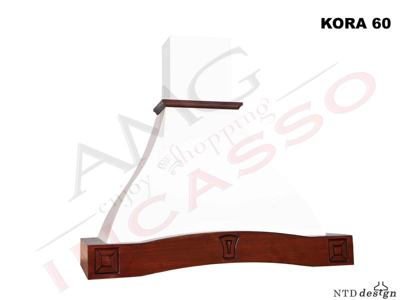 Cappa Parete Rustica 60 Con Trave Legno Massello Frassino Grezzo