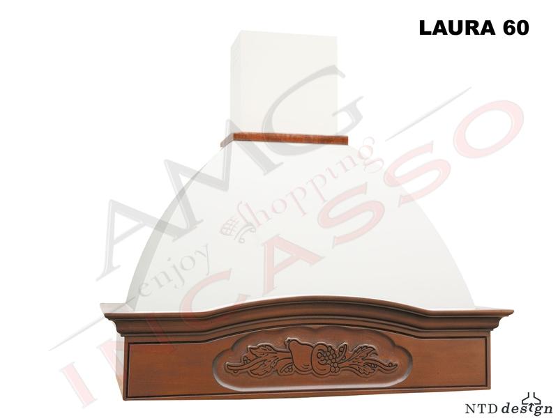 Cappa Parete Rustica 60 Con Trave Legno Massello Frassino Grezzo