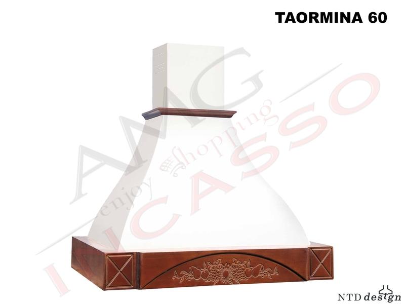 Cappa Parete Rustica 60 Con Trave Legno Massello Frassino Grezzo