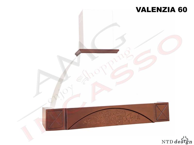 Cappa Parete Rustica 60 Con Trave Legno Massello Frassino Grezzo