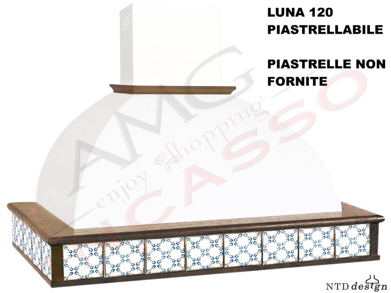 Cappa Parete Rustica 120 Con Trave Piastrellabile Legno Frassino Grezzo