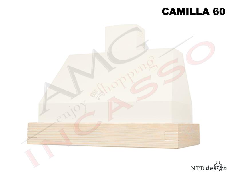 Cappa Parete Rustica 60 Con Trave Legno Massello Frassino Grezzo