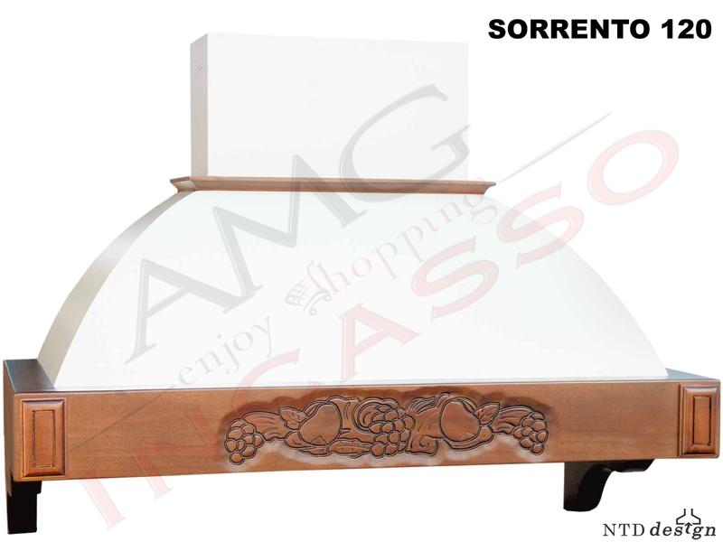 Cappa Parete Rustica 120 Con Trave Legno Massello Frassino Grezzo