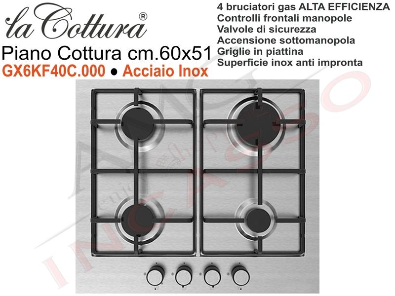 Piano Cottura Slim Line Alta Efficienza cm. 60 Acciaio Inox 4 Fuochi Gas