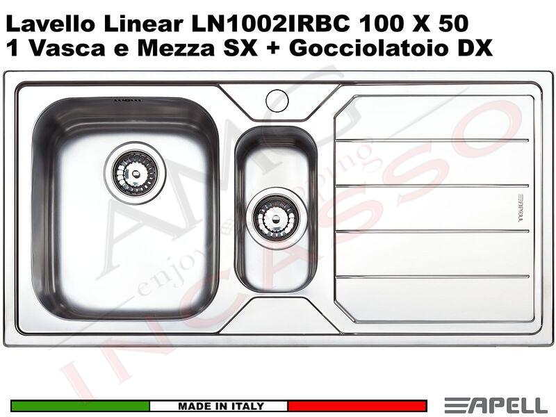 Lavello Cucina Linear 1 Vasca Sinistra cm.100x50 Acciaio Inox