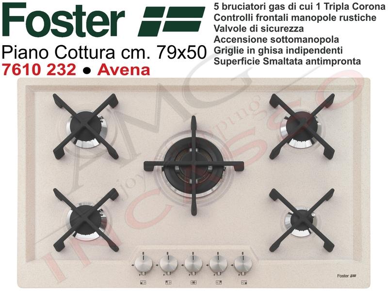 [BF] Piano Cottura 79 Foster KS 4 Fuochi + 1 tripla Griglie Ghisa Avena