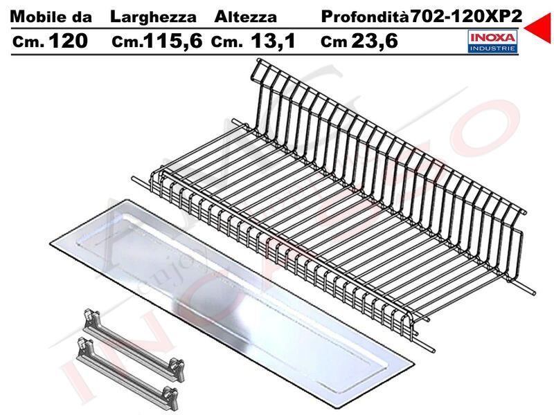 Kit Scolapiatti Vasistas Pensile 120 702/120 + 2 Staffe 901 + Vaschetta Inox 601X