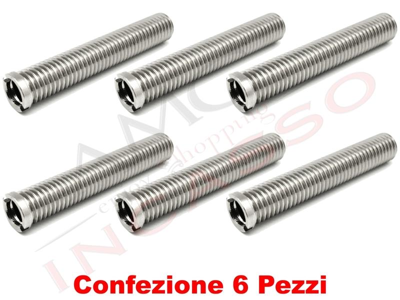 Bussola Ottone Cromato M12x70 per lavelli con spessore da 1 a 5 centimetri Kit  6 Pezzi
