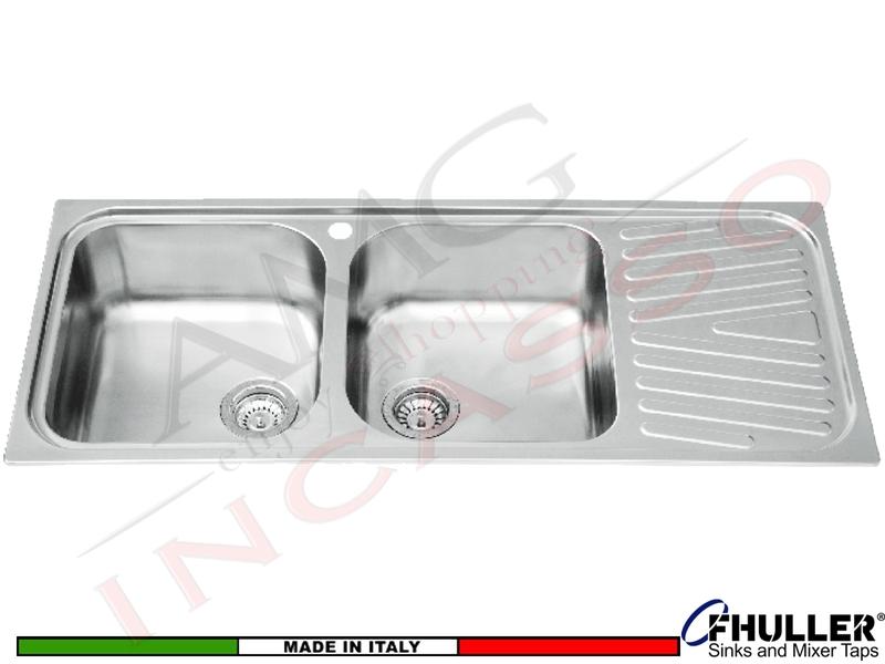 Lavello Saldato Dekor Fhuller 116 X 50 2 V. DX e Goc. SX Acciaio Inox Orion Plus