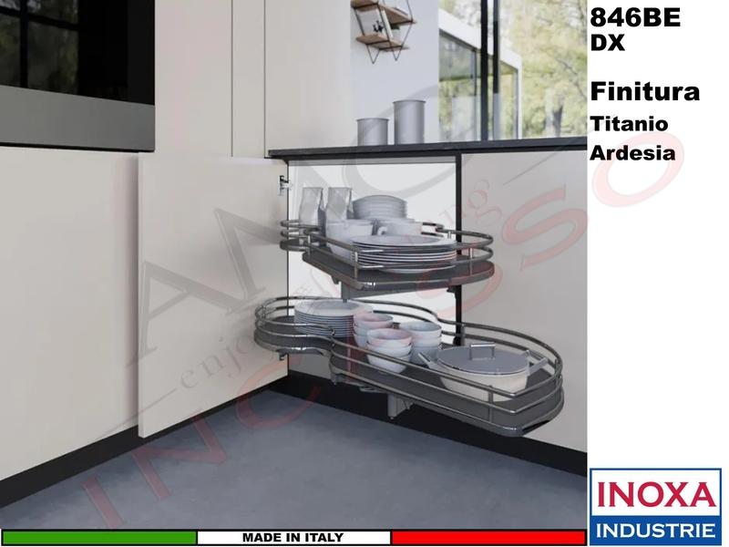 2 Ripiani Girevoli Angolo 100X60 Anta 50 DX Struttura Titanio Ripiano Ardesia