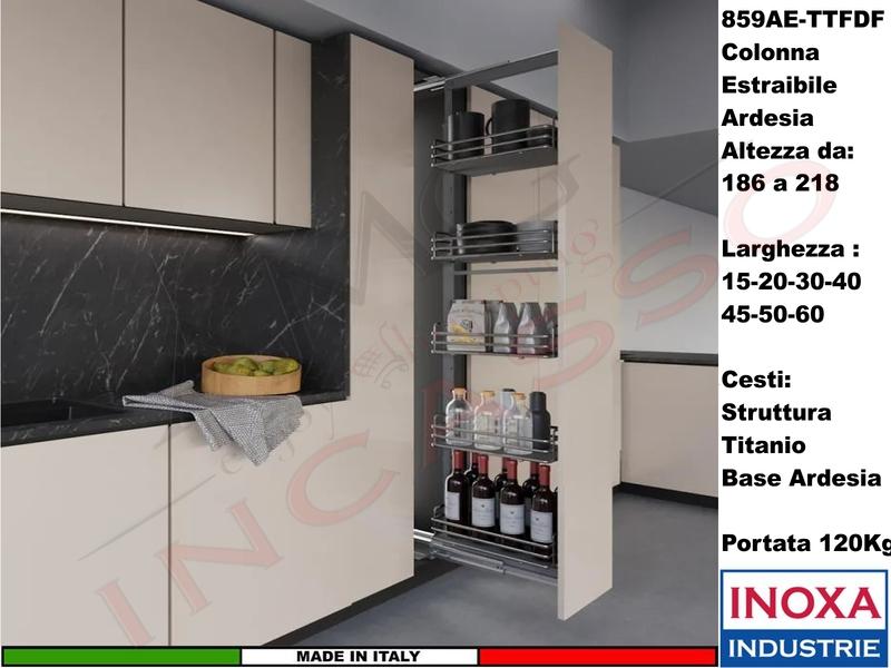 Colonna Alta Dispensa Estraibile Larga 20 ELLITE 859AE Ardesia e 5 Cesti Titanio