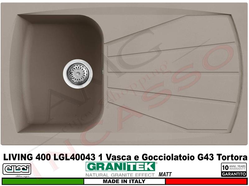 Lavello LGL40043 Living 400 86X50 1 Vasca e Gocc. Granitek Matt® G43 Tortora