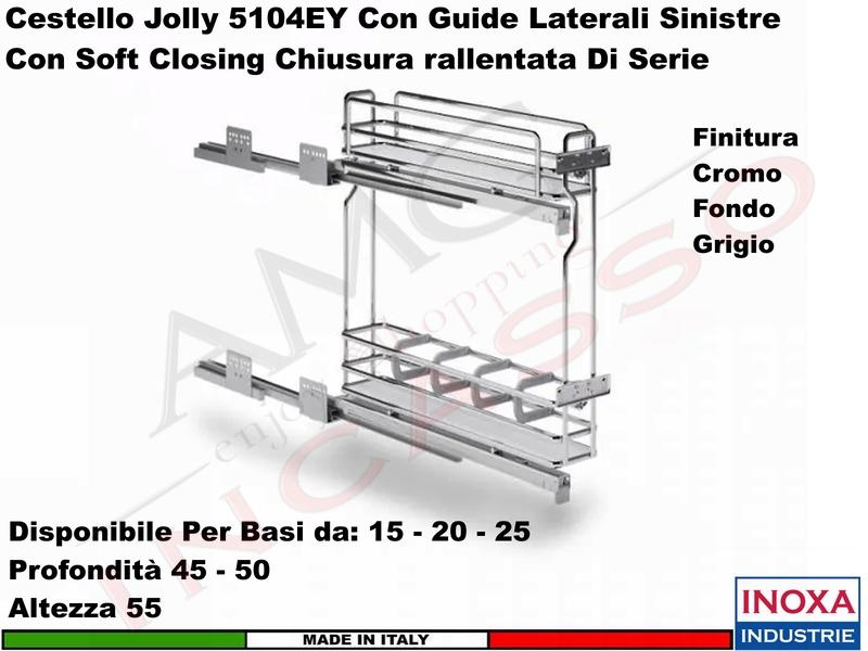 Carello Jolly Estraibile INOXA 5104EY/15-45 Guide Grass Base 15-20-25 Prof 45