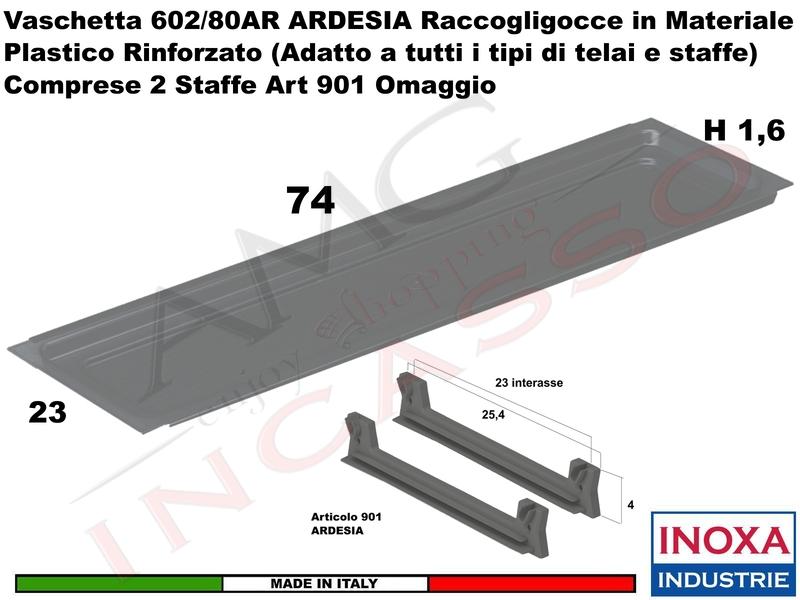 Vaschetta Raccogligocce ARDESIA INOXA 602/80AR Per Scolapiatti da cm. 80 + 2 901