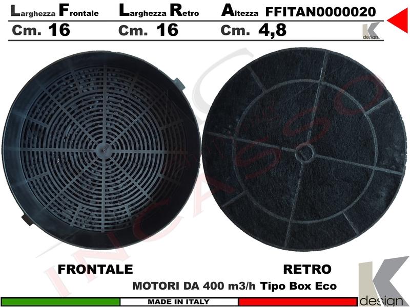 Coppia Filtri Carbone Attivo Ø 16 H 4,8 modelli con motore 400 m3/h mod. Box Eco