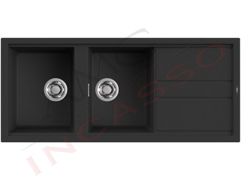 Lavello Cucina Best 2 Vasche cm.116x51 Granitek G40 Nero