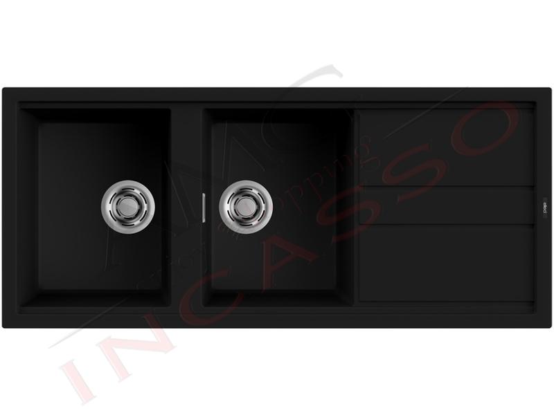 Lavello Cucina Best 2 Vasche cm.116x51 Keratek K86 Black