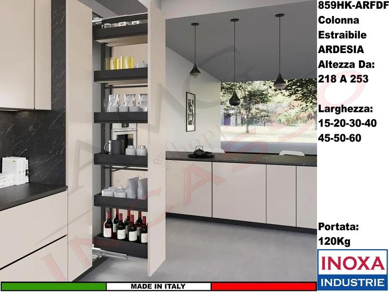 Colonna Dispensa Largh.20 859HK/20 H.da 218 a 253 Ardesia e 6 Cesti Ardesia
