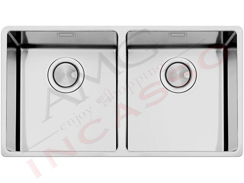 Lavello Cucina Sottotop Ferrara Plus 2 Vasche cm.80X47 Acciaio