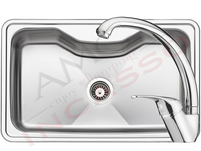 Kit Lavello Criteria cm. 80x50 Acciaio Inox e Rubinetto Cromato Singapore