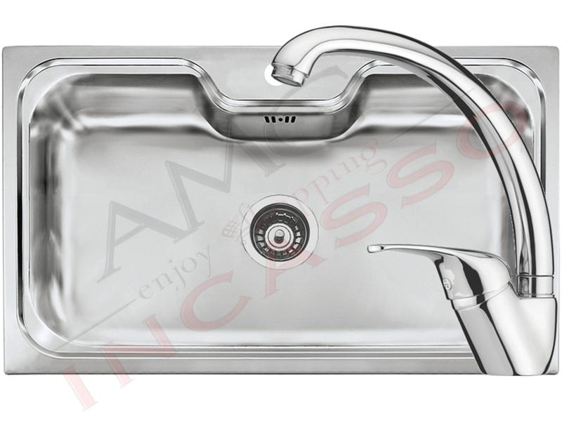 Kit Lavello Criteria cm. 86x50 Acciaio Inox e Rubinetto Cromato Singapore