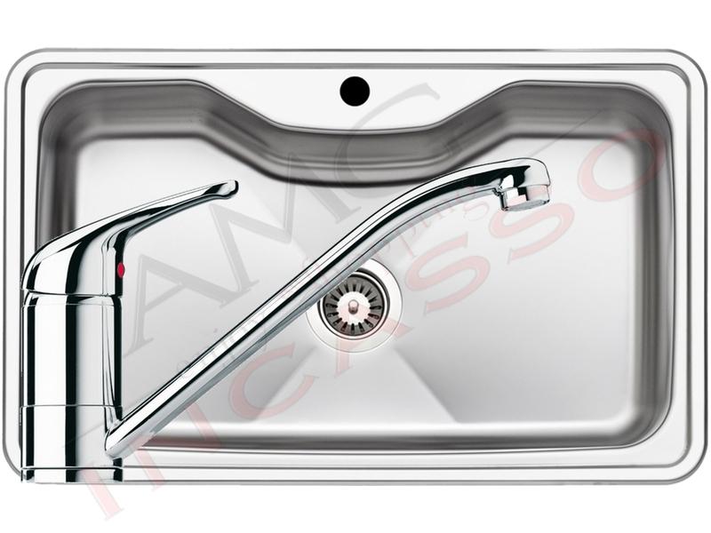 Kit Lavello Criteria cm. 80x50 Acciaio Inox e Rubinetto Cromato Omega