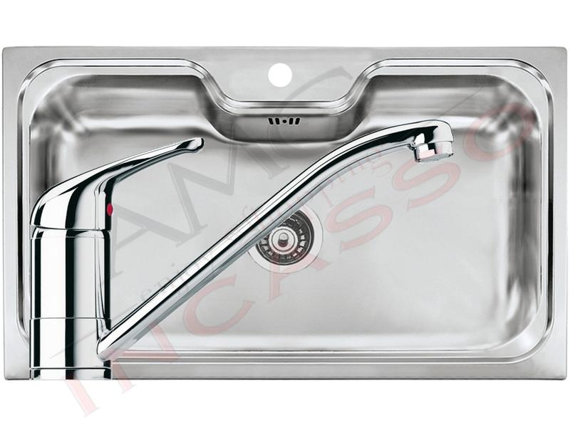 Kit Lavello Criteria cm. 86x50 Acciaio Inox e Rubinetto Cromato Omega