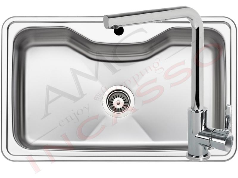 Kit Lavello Criteria cm. 80x50 Acciaio Inox e Rubinetto Cromato S01