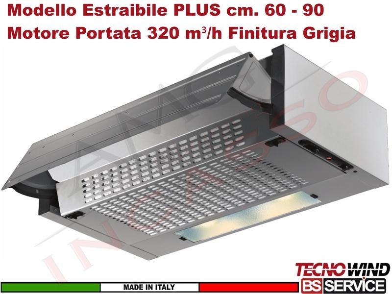 Cappa ESTRAIBILE PLUS 60 Incasso Sottopensile K104R0077 Motore 320 m³/h Cla. C