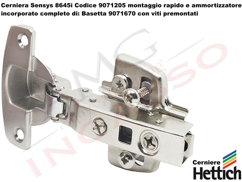 Cerniera Clip HETTICH Ammortizzata 110° Sensys 8645i 9071205 e Basetta 9071670