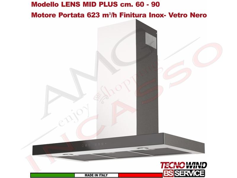 Cappa Parete a T 90 Tecnowind LENSMID PLUS INOX K337I0024 Motore 623 m³/h Clas.C