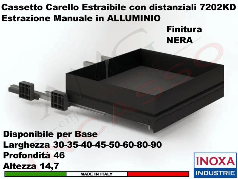 Carello Cassetto Cestello Estraibile INOXA 7202KDY/35PN Per Base 35 Nero