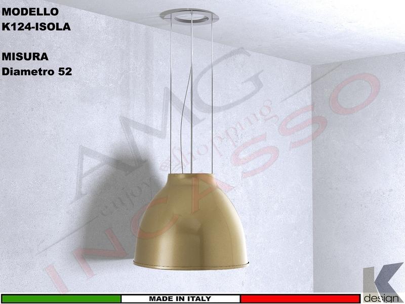 Cappa Isola Moderna K124-I ISOLA Ø 52 Struttura Peltro Motore 600 m³/h