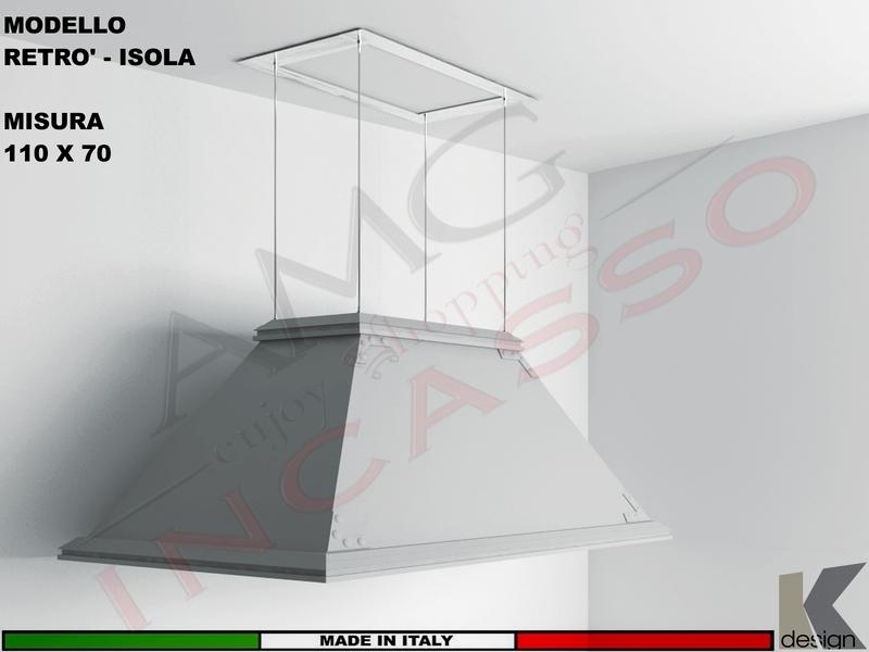 Cappa Isola Moderna RETRO' ISOLA 100 X 70 Struttura Argilla Motore 600 m³/h