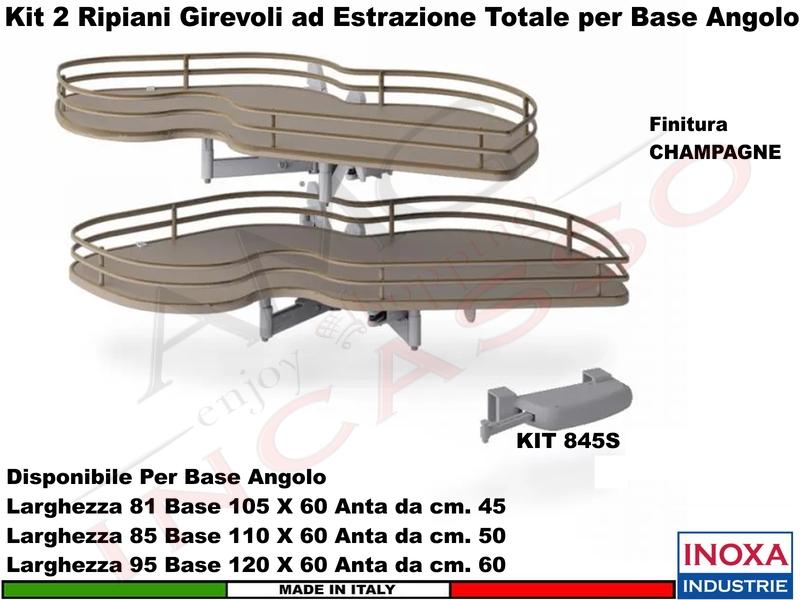 Meccanismo Angolo Estraibile Totale Ammortizzato 846BE 120X60 Anta 60 SX Champag