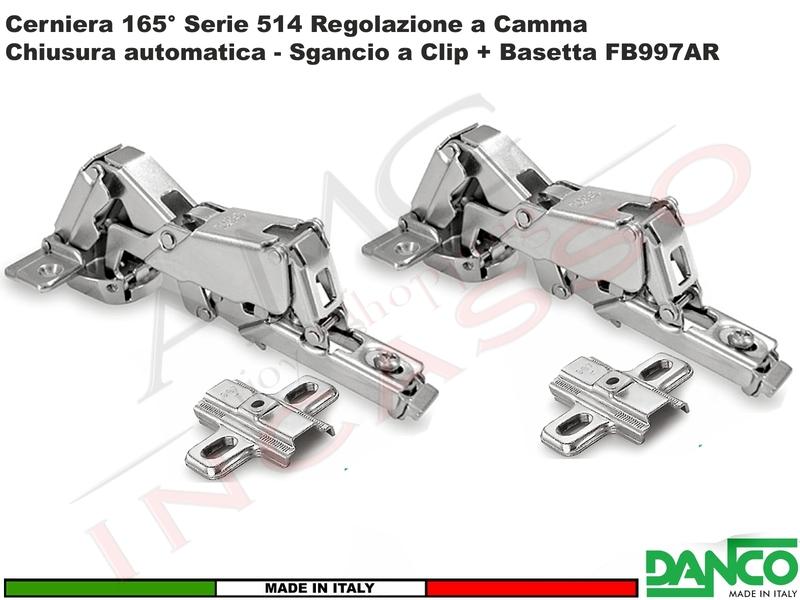 Set 2 Cerniere Clip Danco F51401P44 PIANA Automatica 165° Cucina + Basetta 997