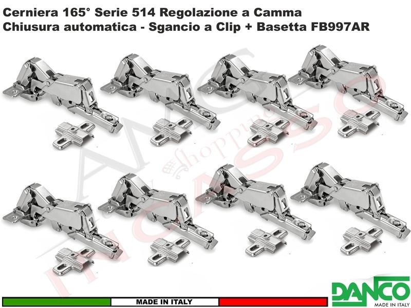 Set 8 Cerniere Clip Danco F51401P44 PIANA Automatica 165° Cucina + Basetta 997