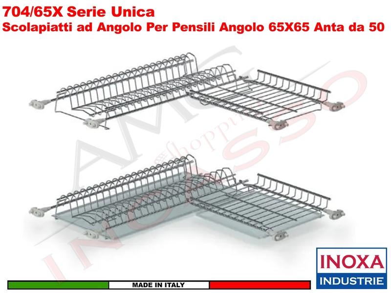 Scolapiatti Doppio Angolare Acciaio 704XN3 per Pensile Angolo da 65X65